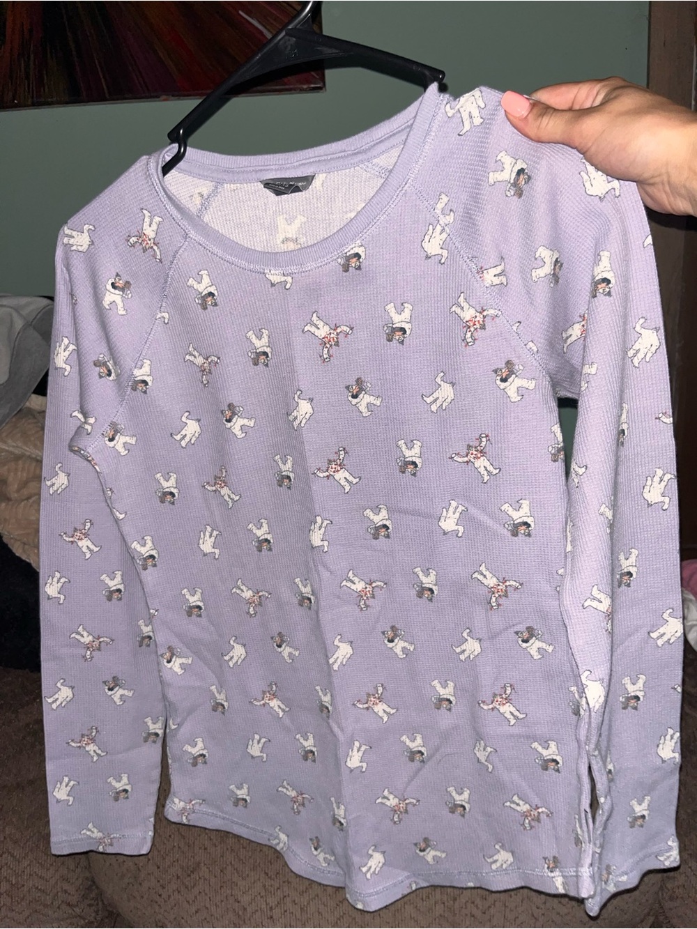 Eddie Bauer Lavender Polar Bear Print Long-Sleeve Pajama Top w/ Matching Pants